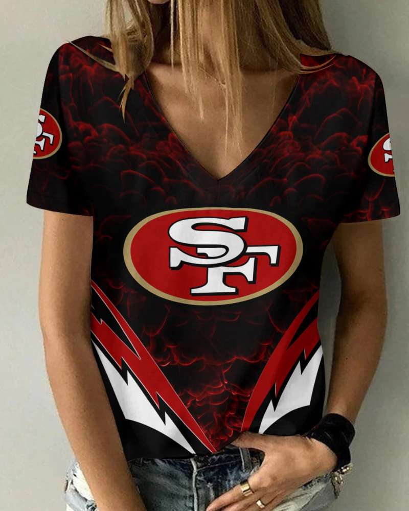 San Francisco 49ers Personalized Summer V-neck T-shirt