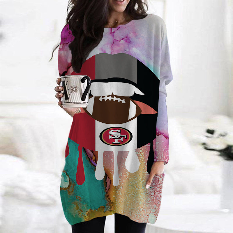 San Francisco 49ers Casual Long Sleeve Pocket Dress