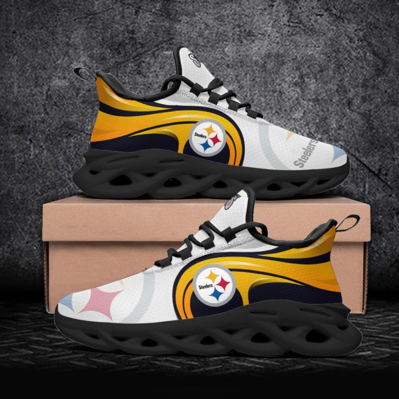 Pittsburgh Steelers Yezy Running Sneakers from Different Angles