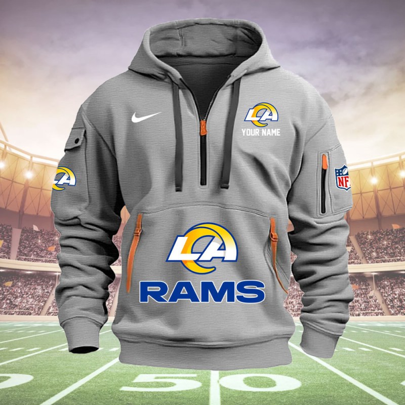 Los Angeles Rams Personalized Quarter Zip Hoodie 4