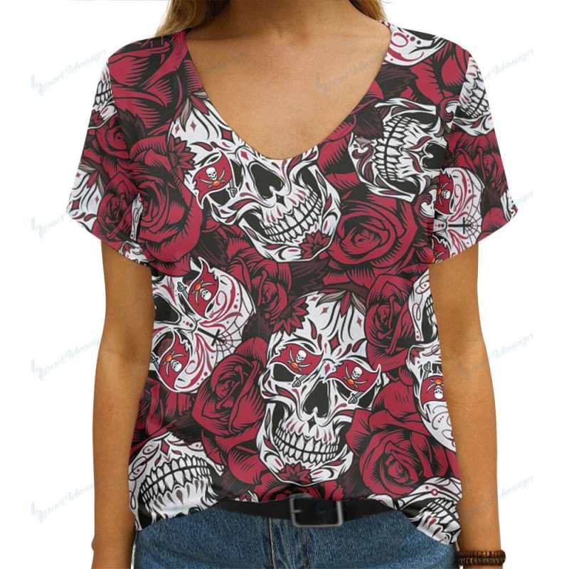 Tampa Bay Buccaneers Summer V-neck Women T-shirt