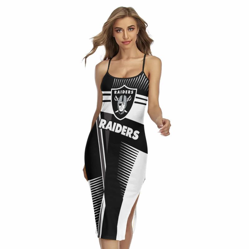 Las Vegas Raiders Women's Back Cross Cami Dress - Side View