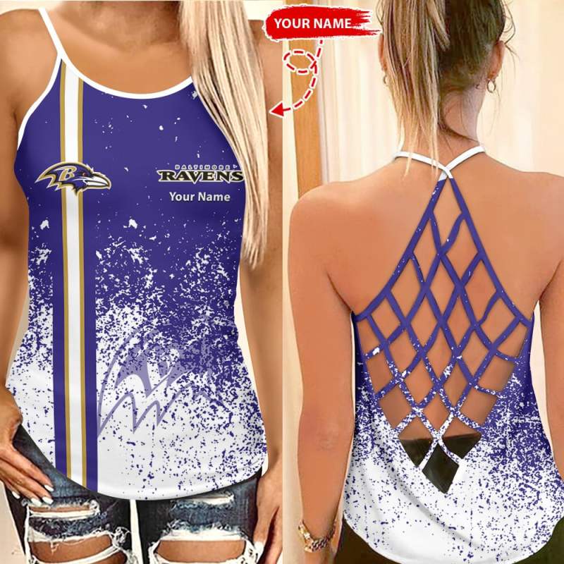 Baltimore Ravens Personalized Criss Cross Tank Top