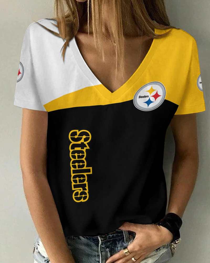 Pittsburgh Steelers V-neck T-shirt mockup 2