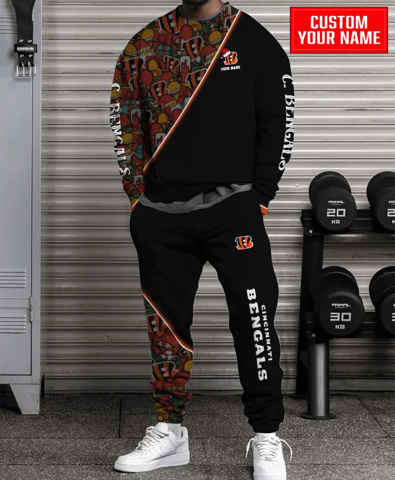 Cincinnati Bengals Christmas Pattern Unisex Combo Sweatshirt And Sweatpants