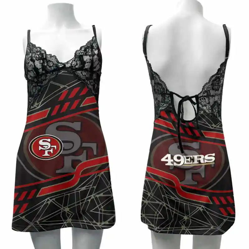 San Francisco 49ers Lace Back Strap Slip Dress