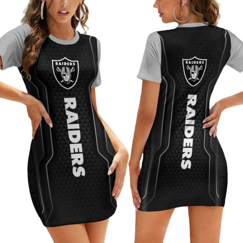 Las Vegas Raiders Casual Short Sleeve Bodycon Mini Dress