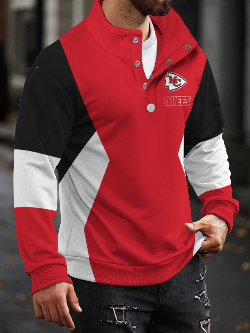 Kansas City Chiefs Casual Colorful Stand Collar Sweatshirt