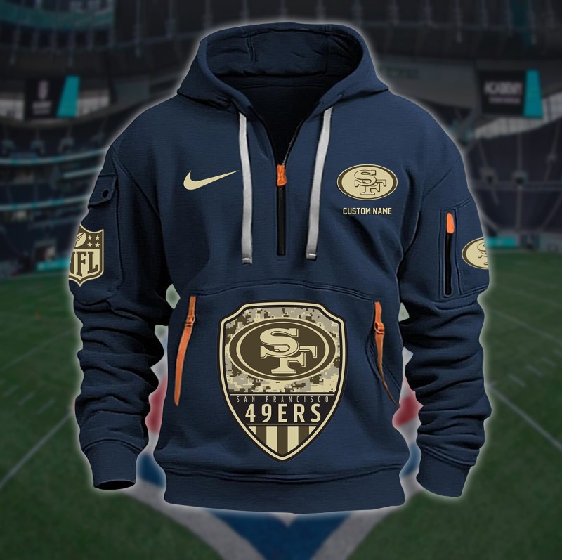 San Francisco 49ers Personalized Quarter Zip Hoodie