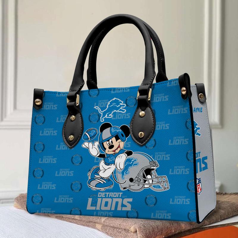 Detroit Lions Personalized Leather Hand Bag Mockup 2
