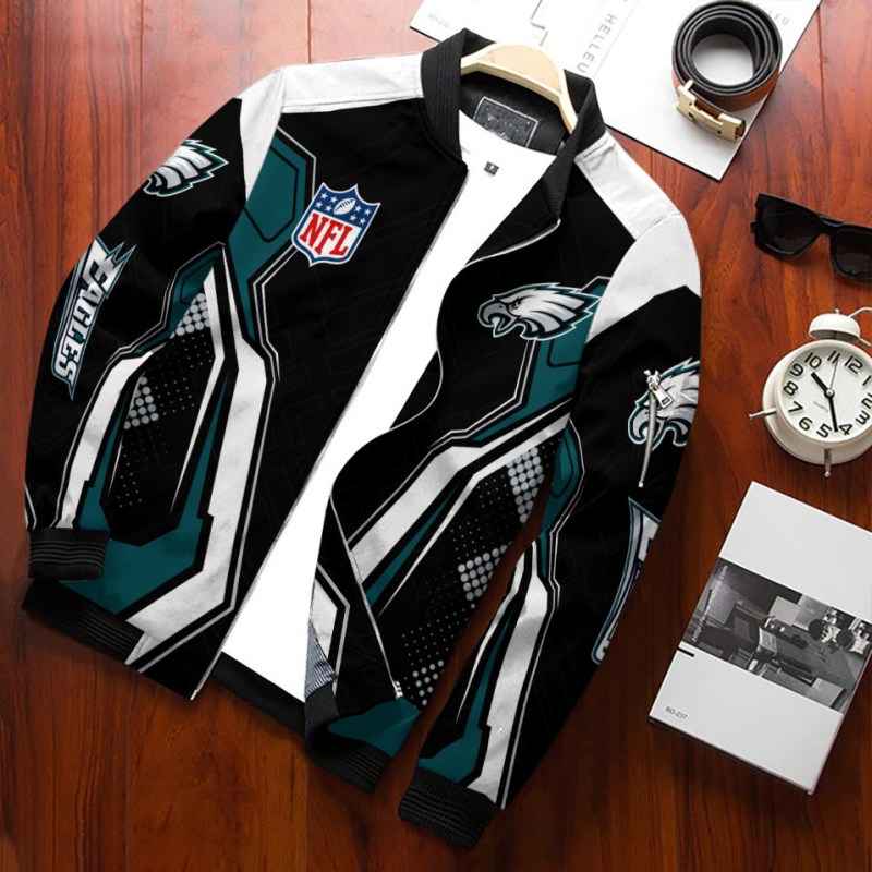 Philadelphia Eagles Personalized Bomber Jacket Side View