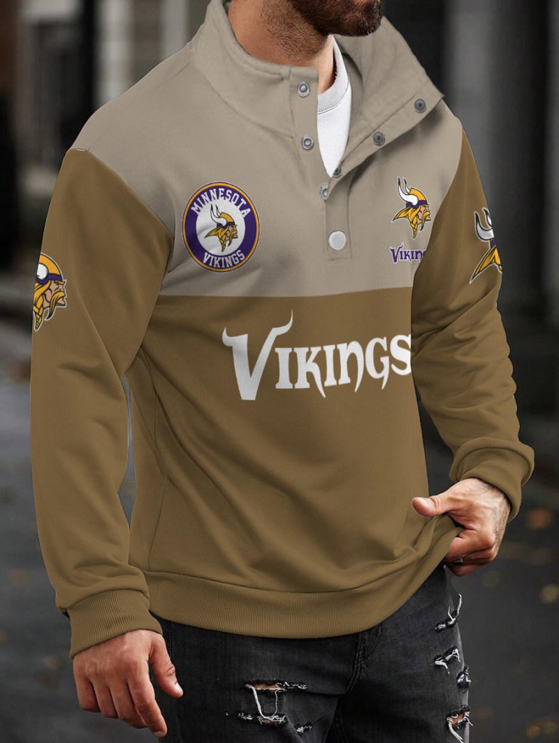 Minnesota Vikings Casual Colorful Stand Collar Sweatshirt