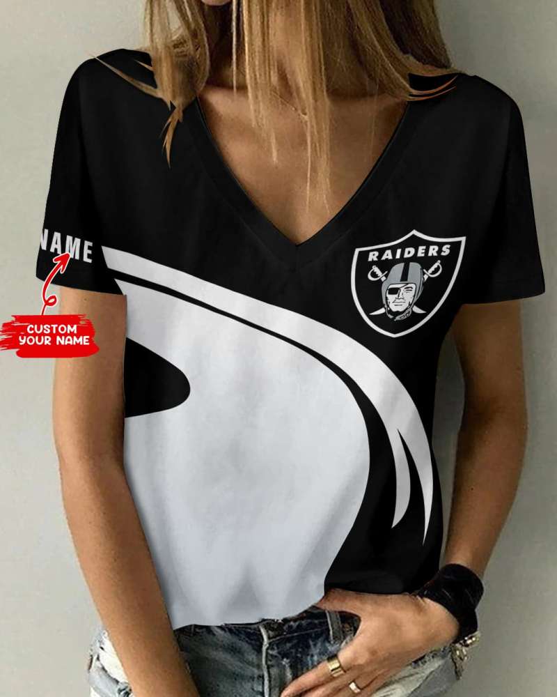 Las Vegas Raiders V-neck T-shirt Front View
