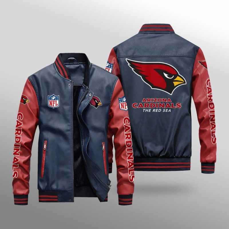 Arizona Cardinals Leather Bomber Jacket Alternate View