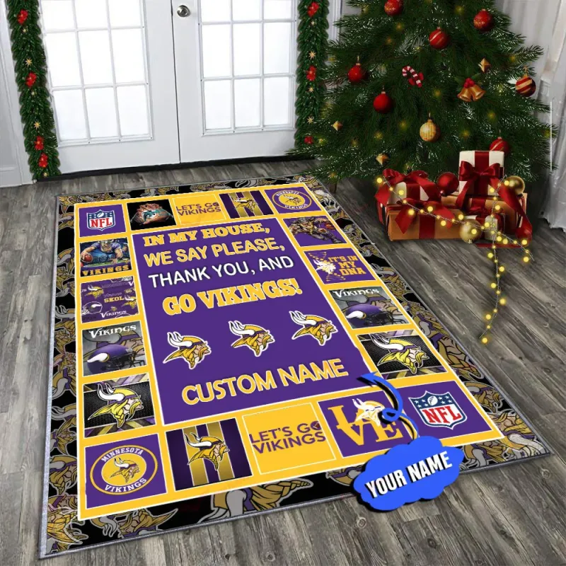 Minnesota Vikings Personalized Premium Rectangle Rug
