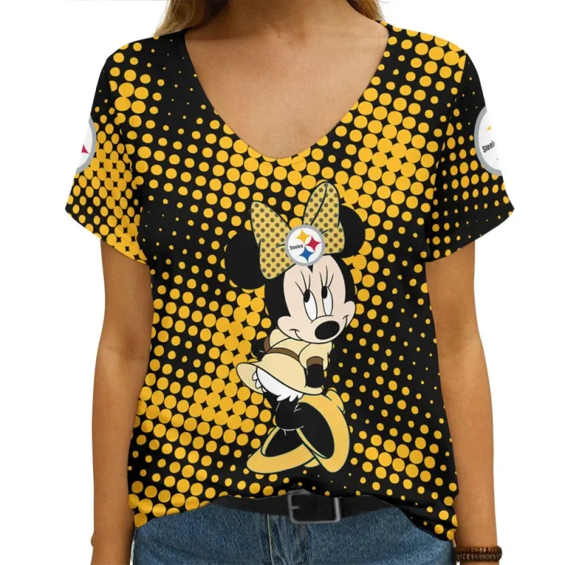 Pittsburgh Steelers Summer V-Neck Women T-Shirt
