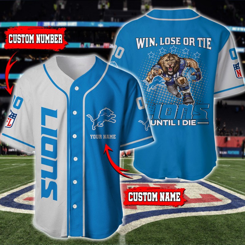 Detroit Lions Personalized Baseball Jersey