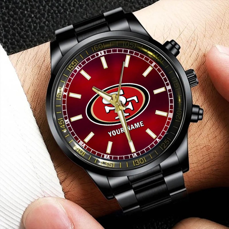 San Francisco 49ers NFL Personalized Black Hand Watch Gift For Fans