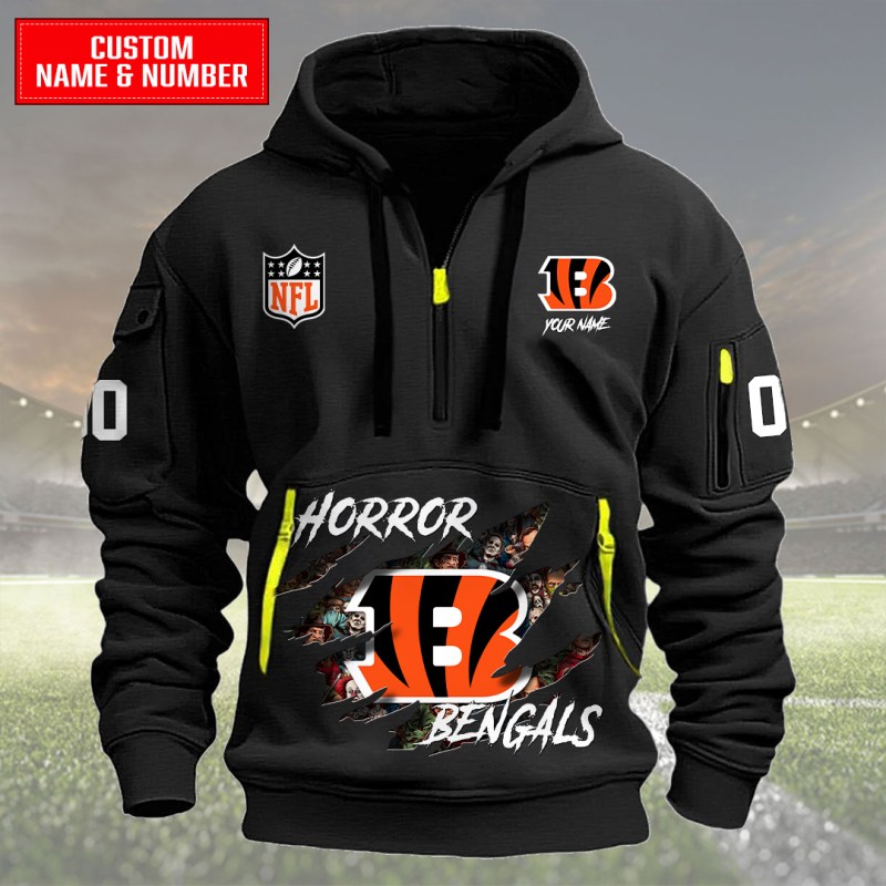 Cincinnati Bengals Quarter Zip Hoodie Black