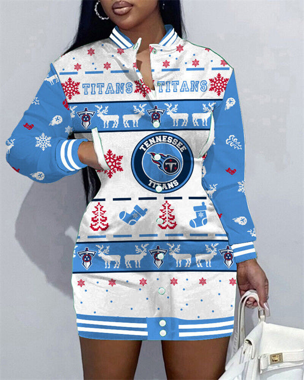 Tennessee Titans Women Button Down Jacket Dress