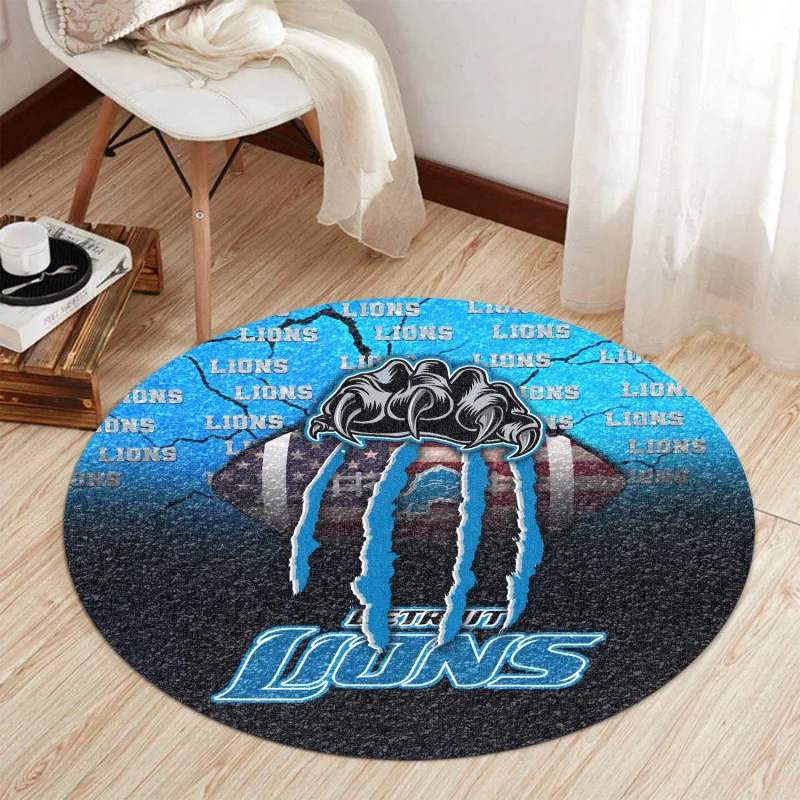 Detroit Lions Round Rug 198 Design