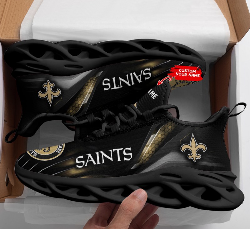 New Orleans Saints Personalized Yezy Running Sneakers - Back View