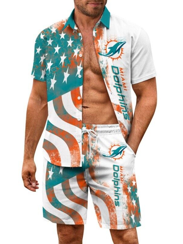 Miami Dolphins Combo Hawaiian Shirt and Shorts