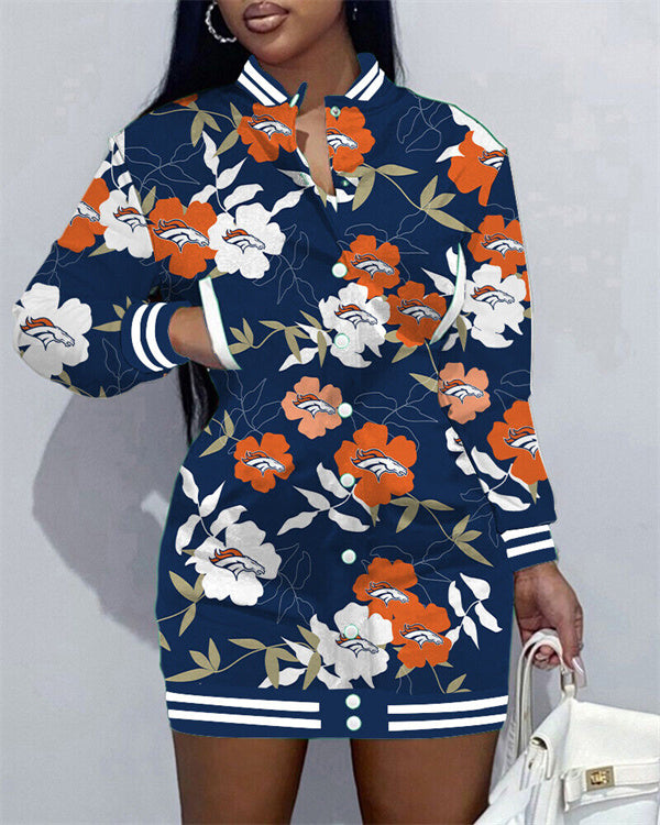 Denver Broncos Women Button Down Jacket Dress