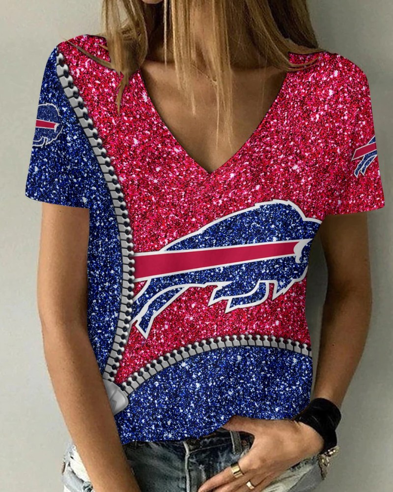 Buffalo Bills Personalized V-neck Women T-shirt BG674 - AzicoStar