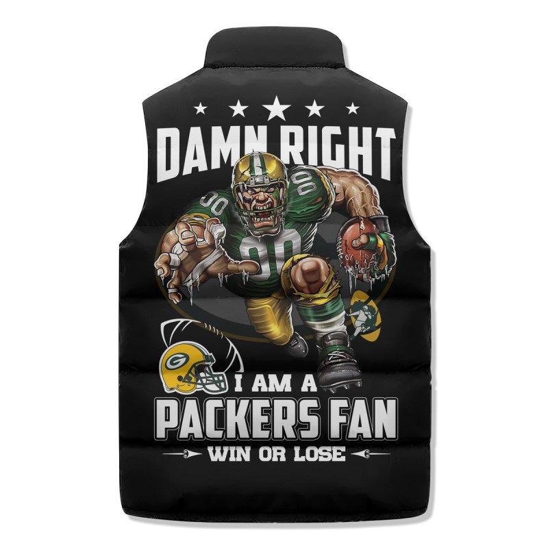 Green Bay Packers Puffer Jacket Back View