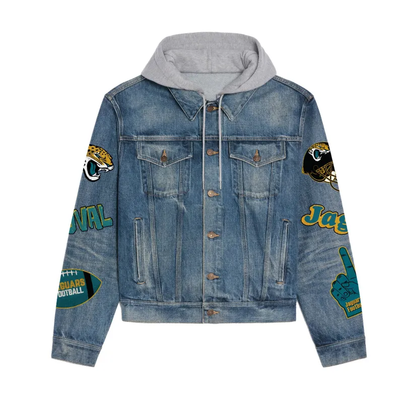 Jacksonville Jaguars Hooded Denim Jacket Back View