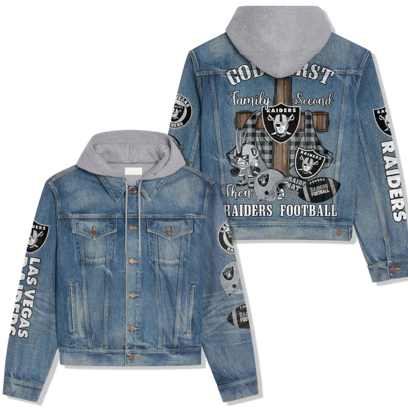 Las Vegas Raiders Premium Hooded Denim Jacket
