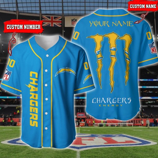 Los Angeles Chargers Personalized Baseball Jersey