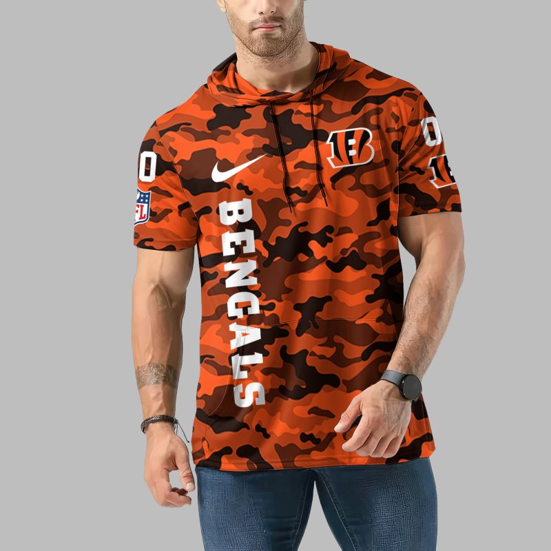 Cincinnati Bengals Personalized Camo Hoodie Front View