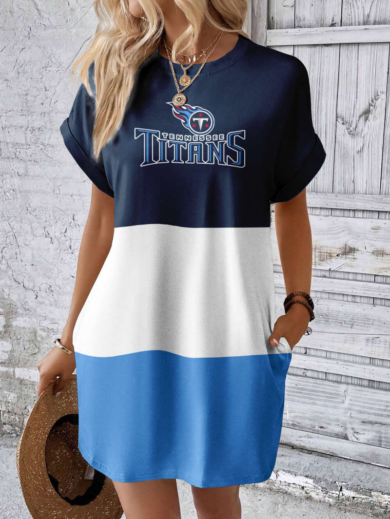 Tennessee Titans Women's Hidden Pocket Batwing Casual Dress