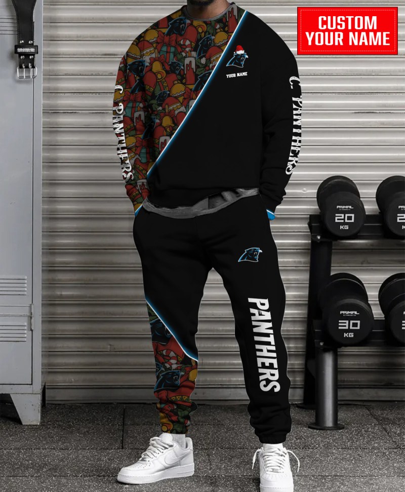 Carolina Panthers Christmas Pattern Unisex Combo Sweatshirt And Sweatpants