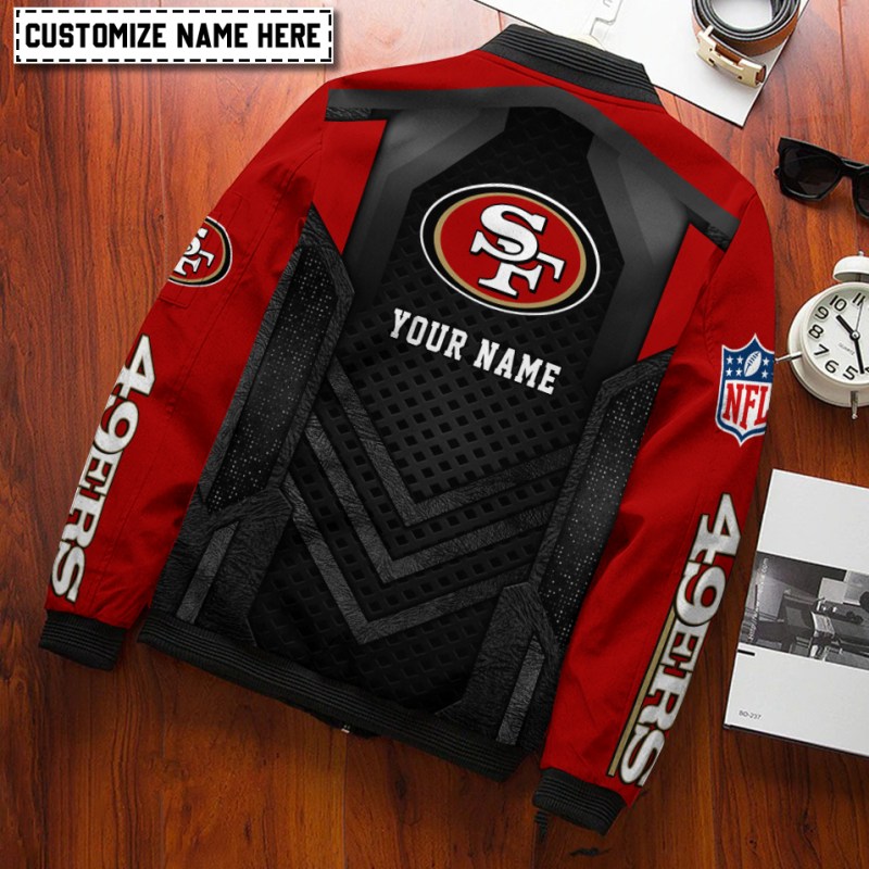 San Francisco 49ers Personalized Bomber Jacket Back View