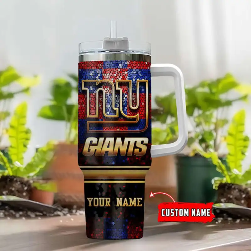 New York Giants Personalized NFL Glitter 40oz Stanley Tumbler