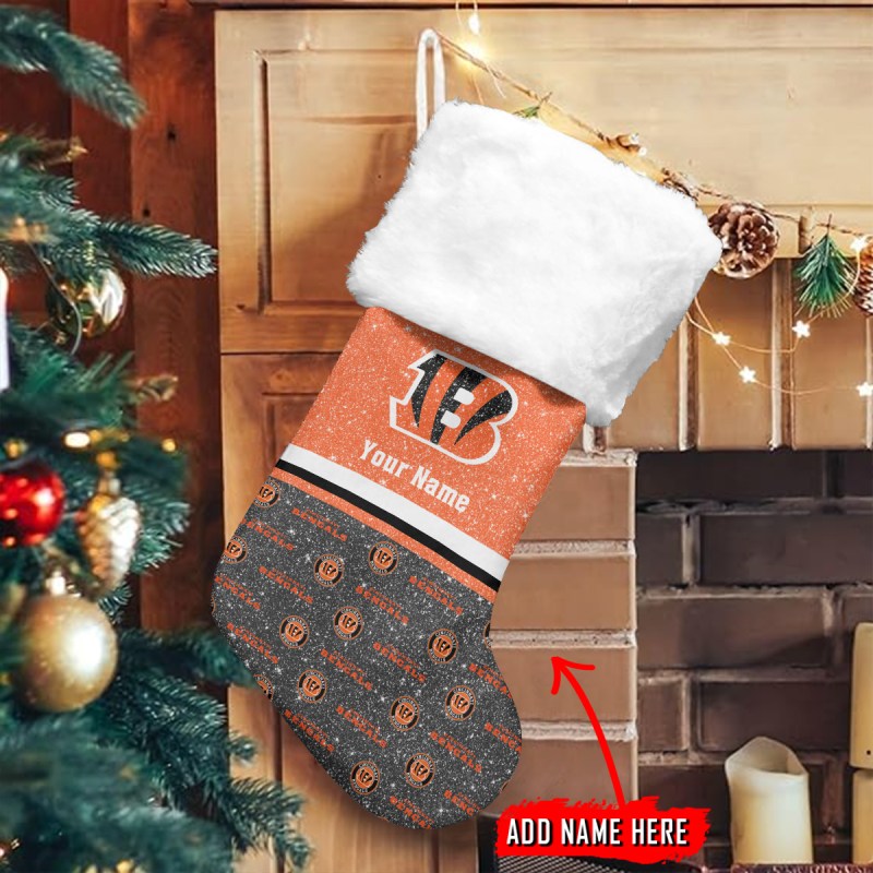 Cincinnati Bengals Personalized Christmas Sock Front View