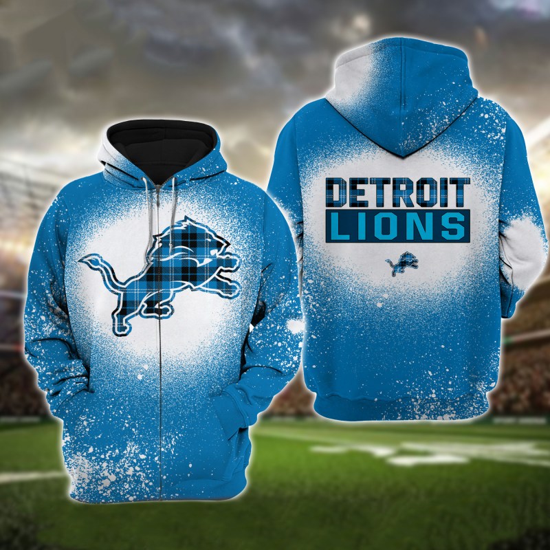 Detroit Lions Plaid Bleached Sweatshirt
