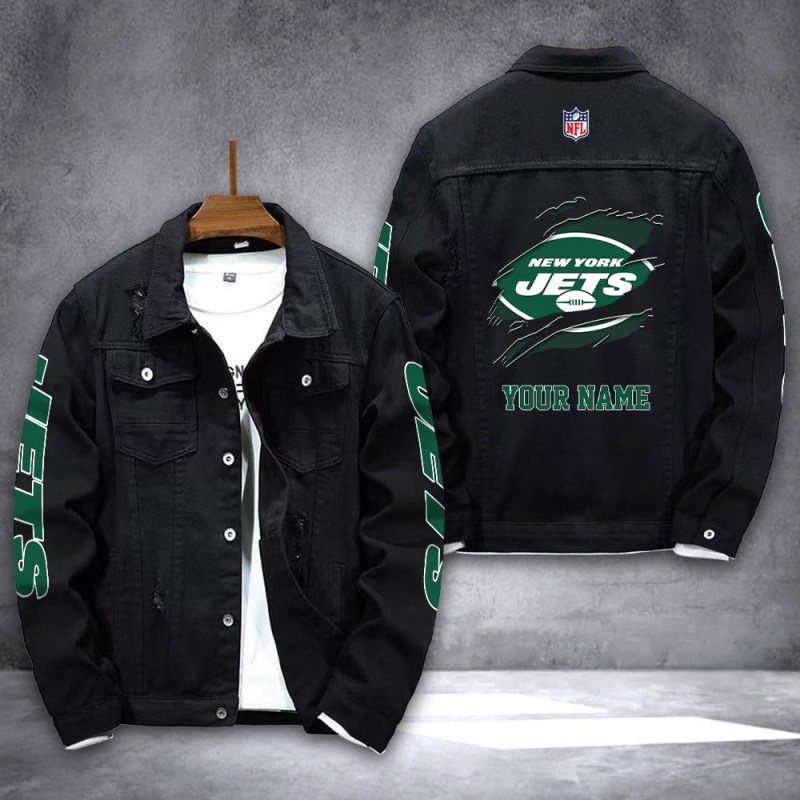 New York Jets Personalized Denim Jacket Image 2