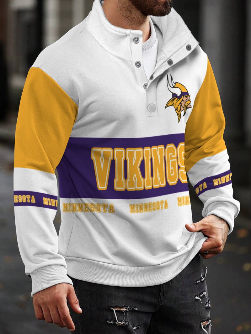 Minnesota Vikings Casual Colorful Stand Collar Sweatshirt
