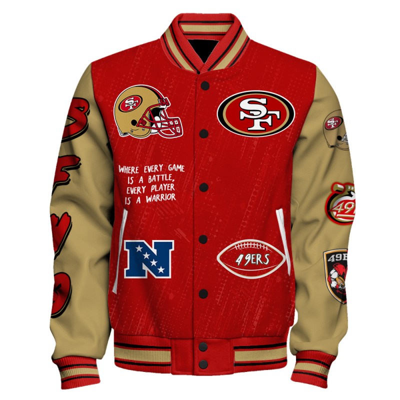 San Francisco 49ers Unisex Athletic Legacy Varsity Jacket AZBTVJK000112 4 San Francisco 49ers Varsity Jacket Side View