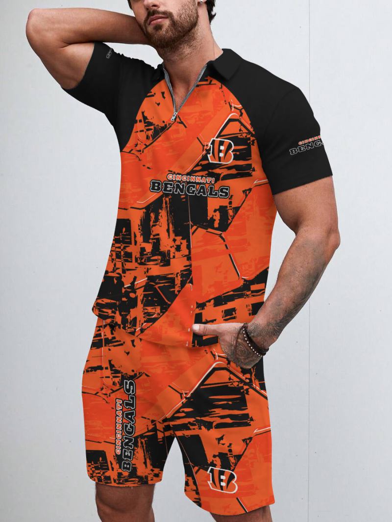 Cincinnati Bengals Limited Edition ZIP Polo Shirt and Shorts