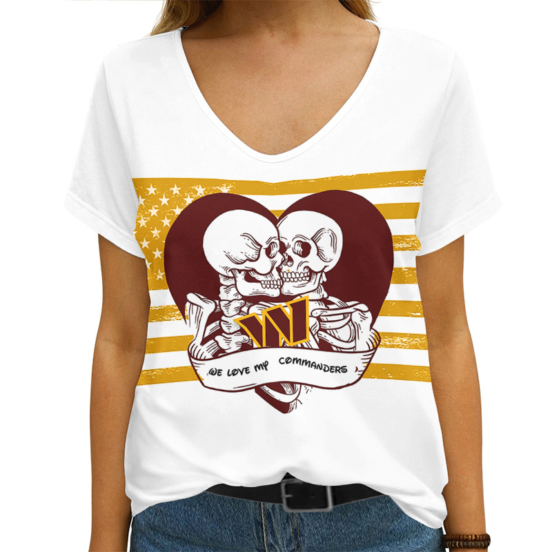 Washington Commanders V-neck Women T-shirt