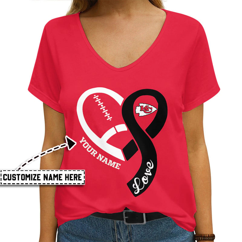 Kansas City Chiefs Personalized V-neck Women T-shirt