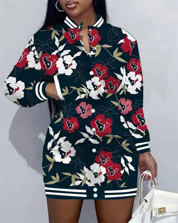 Houston Texans Women Button Down Jacket Dress