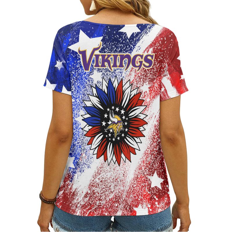 Minnesota Vikings V-neck Women T-shirt