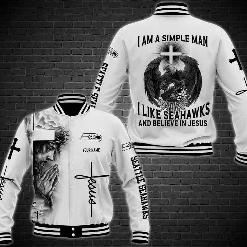 Seattle Seahawks Personalized Baseball Jacket