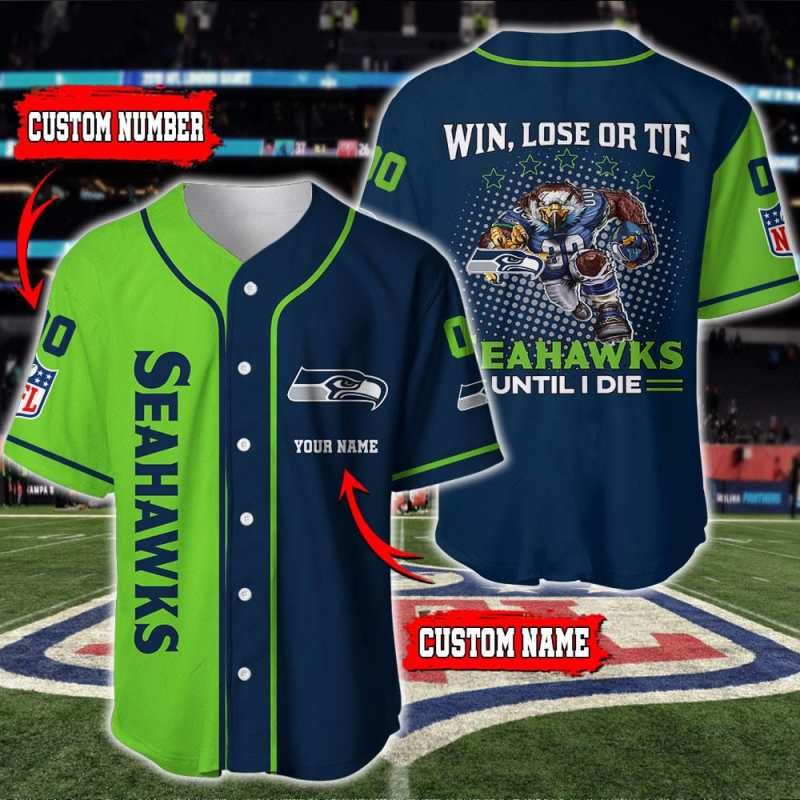 Seattle Seahawks Personalized Baseball Jersey